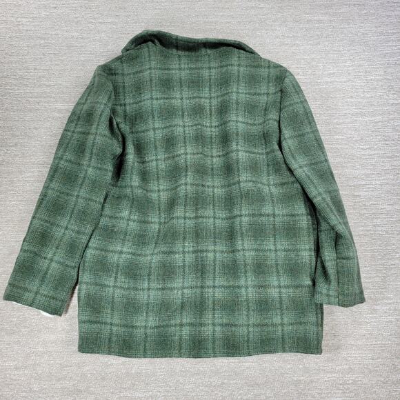 Vintage Handmade Wool Skirt Suit Green Plaid 2 Piece Set Elastic Waist Pockets - Picture 14 of 15